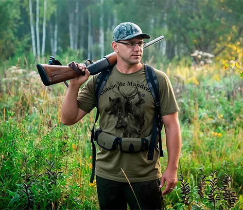chasseur avec t-shirt personnalisé gibier t-shirt chasse respirant personnalisé