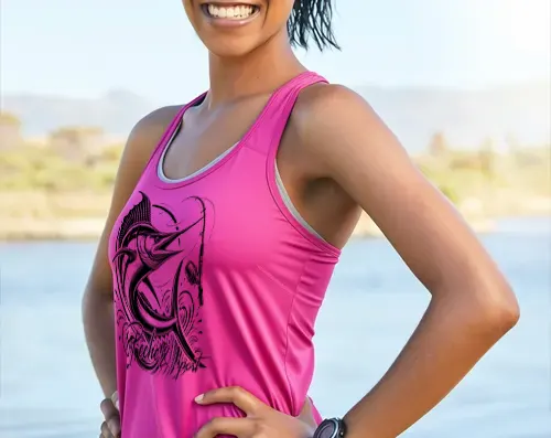 débardeur pêche femme personnalisé motif poisson