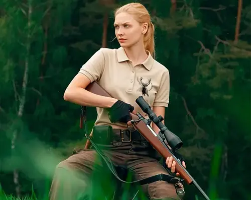 polo chasse femme personnalisé motif cerf