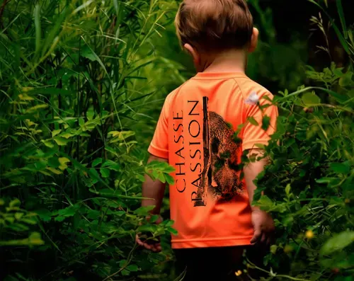 t-shirt chasse enfant fluo personnalisé haute visibilité