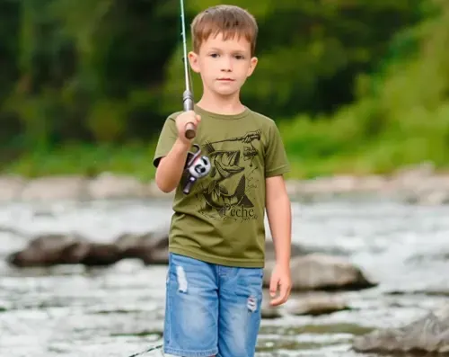 t-shirt pêche enfant personnalisé motif poisson