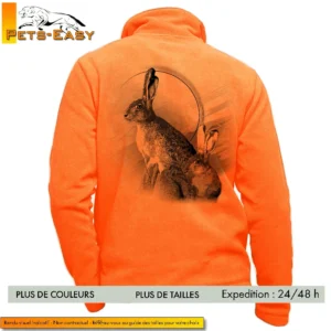 Veste polaire homme personnalisée avec motifs de lièvre