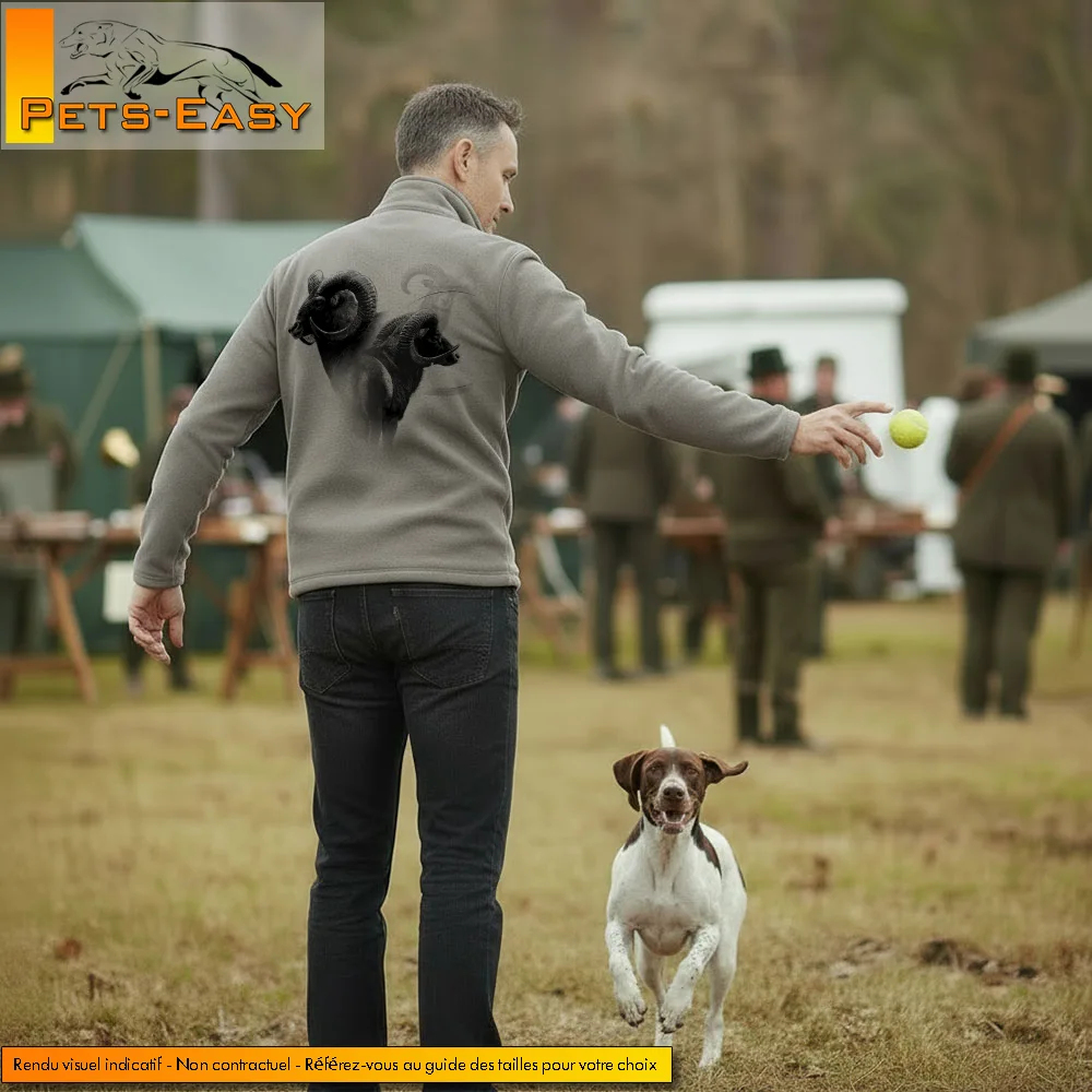 Veste polaire homme personnalisée avec motif mouflon gris