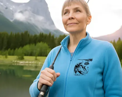 veste polaire pêche femme personnalisée motif poisson