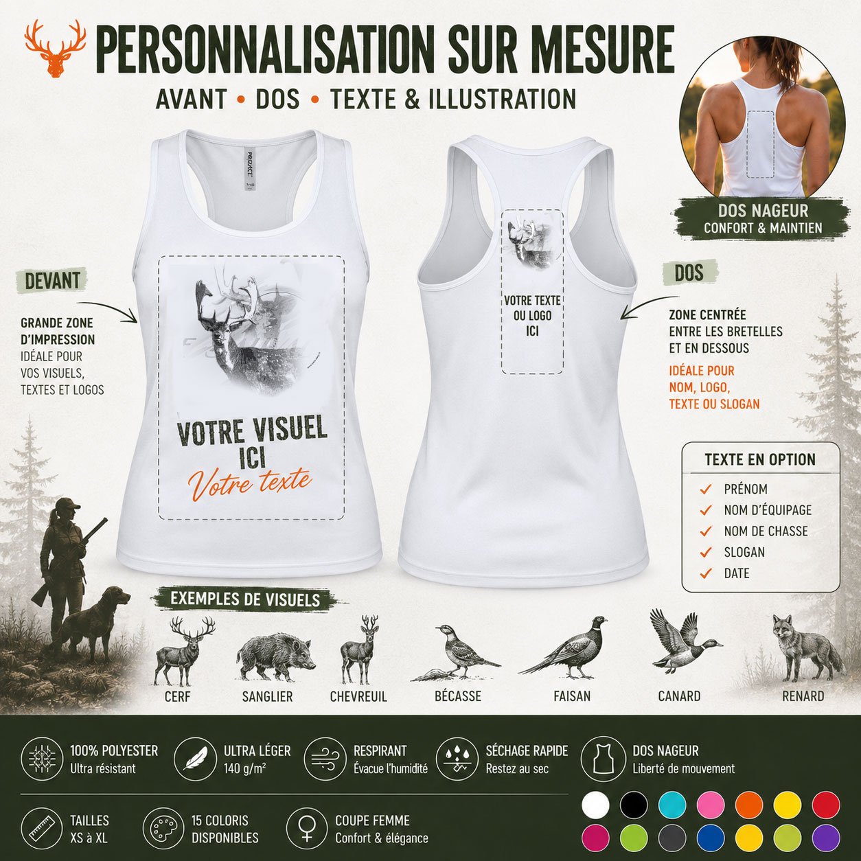 Débardeur de chasse daim personnalisé