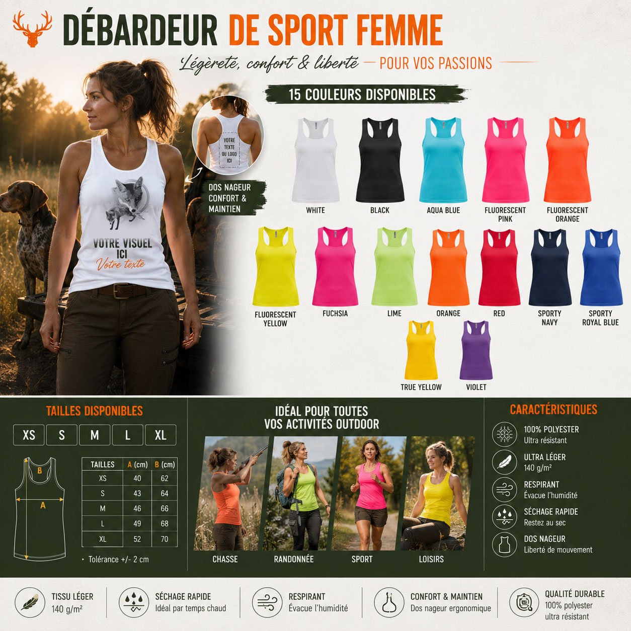 Débardeur de chasse renard personnalisé
