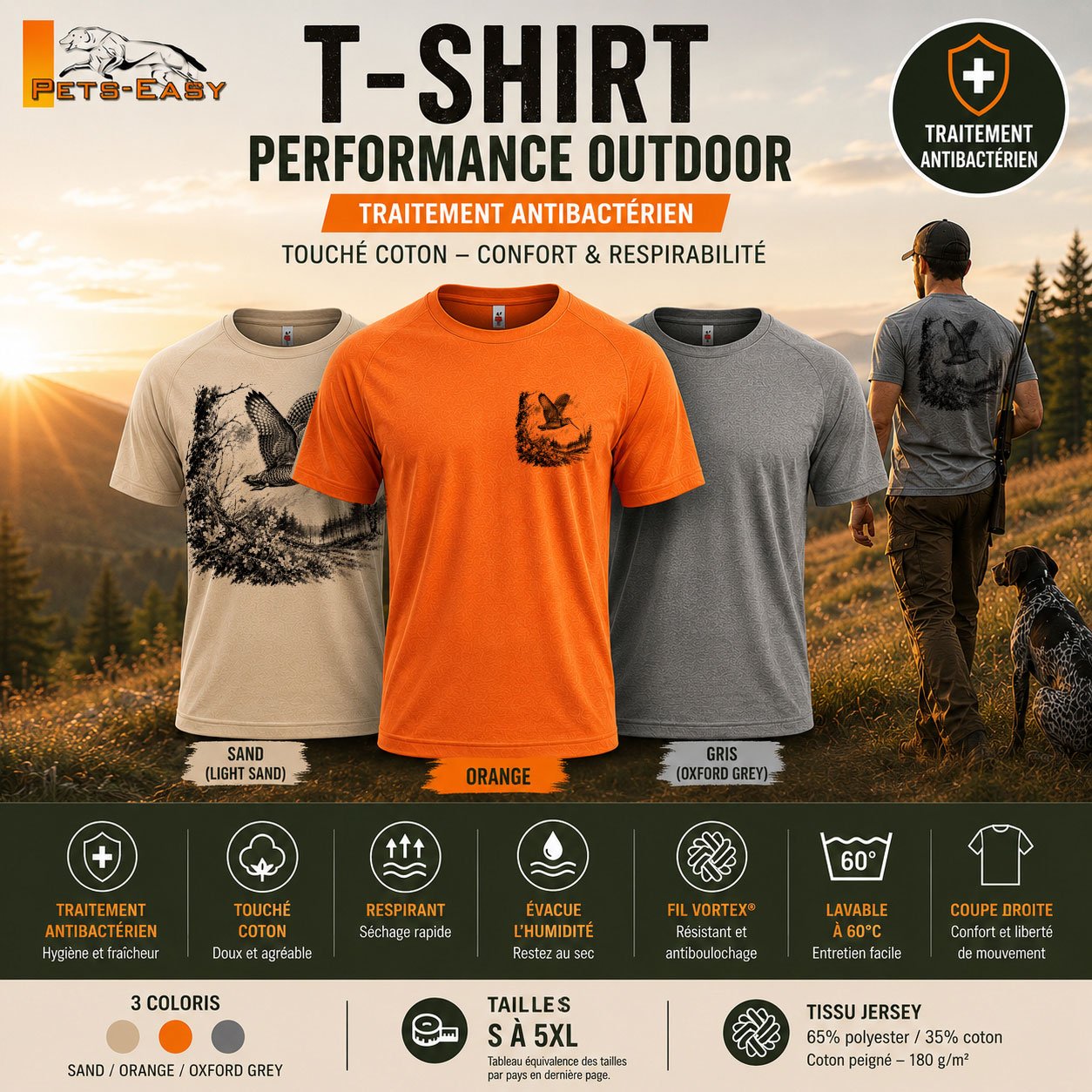 T-shirt de chasse bécasse personnalisé