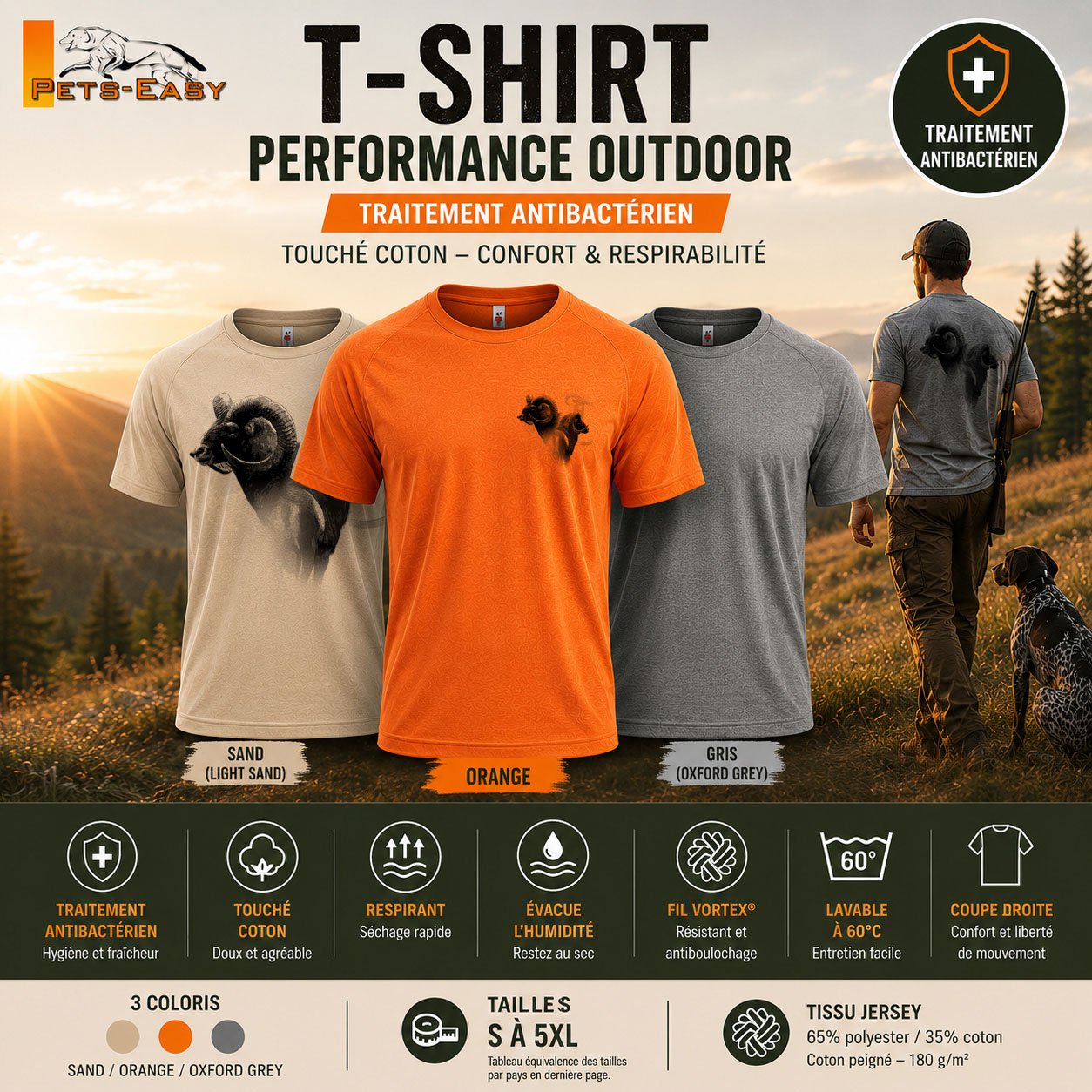 T-shirt de chasse mouflon personnalisé