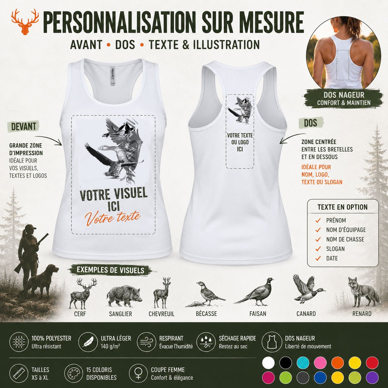 Débardeur de chasse oie sauvage personnalisé