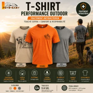 T-shirt de chasse Chiens courants personnalisé, vu de dos