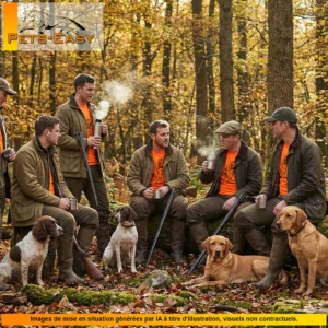T-shirt de chasse Chiens courants personnalisé, porté sur le terrain