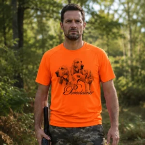 T-shirt de chasse Chiens courants personnalisé, motif chiens courants + texte au choix