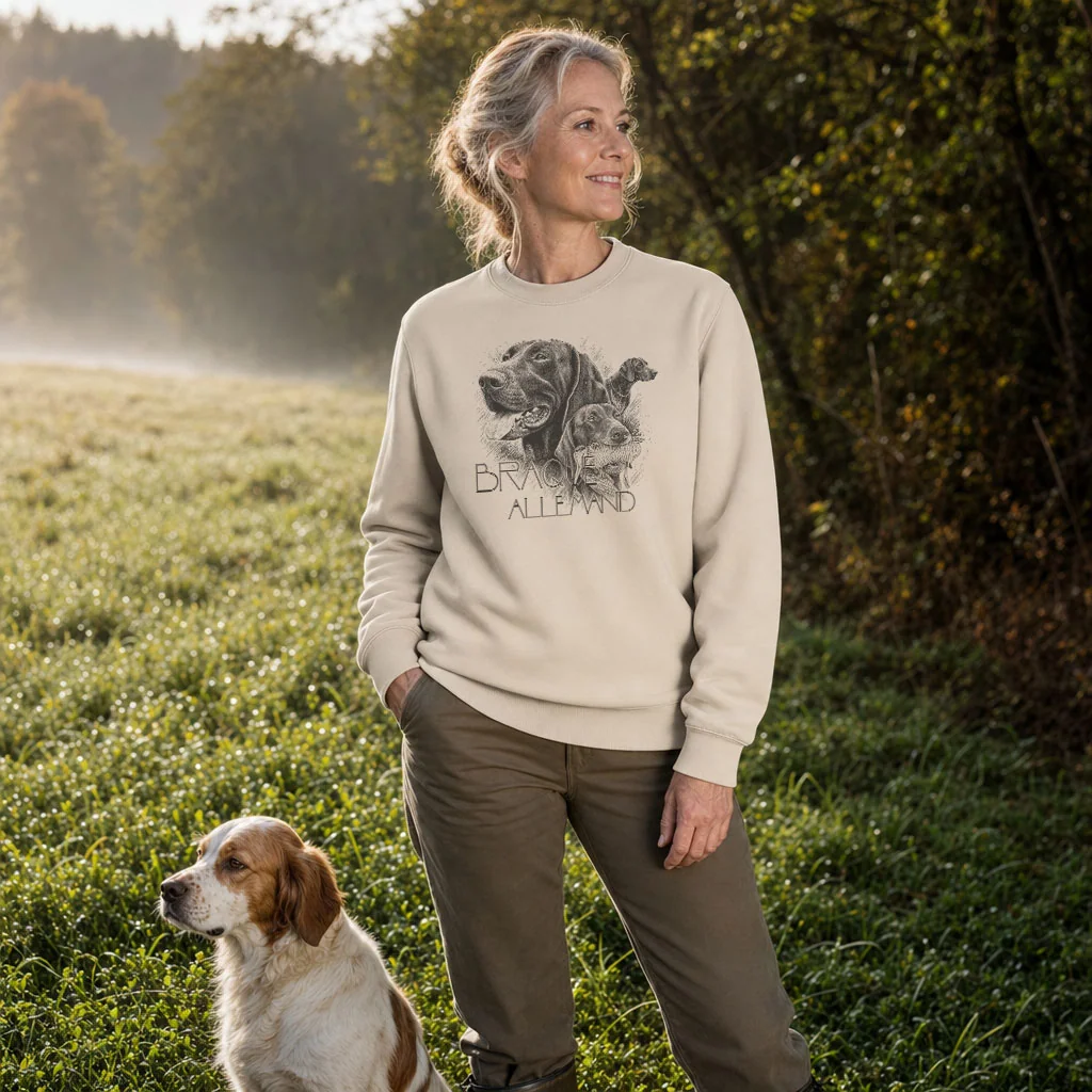 Sweat de chasse femme chiens d'arret personnalise, sable clair M