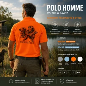 Polo de chasse Chiens d'arrêt personnalisé homme, porté en action