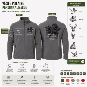 Veste polaire de chasse Chiens d'arrêt personnalisée, vue de dos