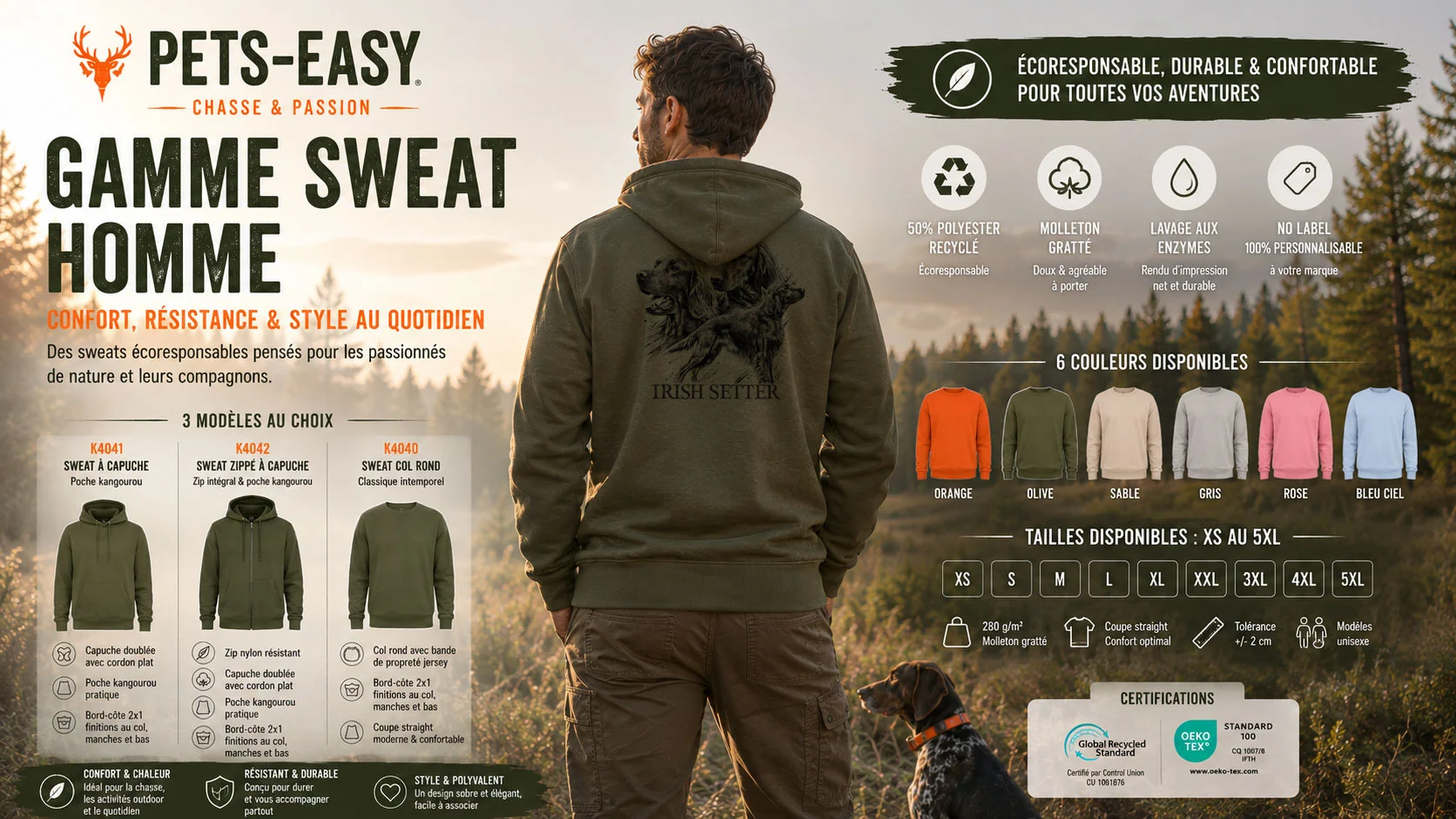 Sweat de chasse chiens d'arrêt personnalisé