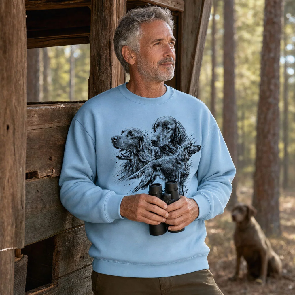 Sweat de chasse homme chiens d'arret personnalise, bleu ciel M