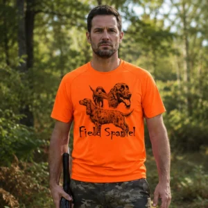 T-shirt de chasse Rapporteurs et leveurs personnalisé, motif rapporteurs et leveurs + texte au choix