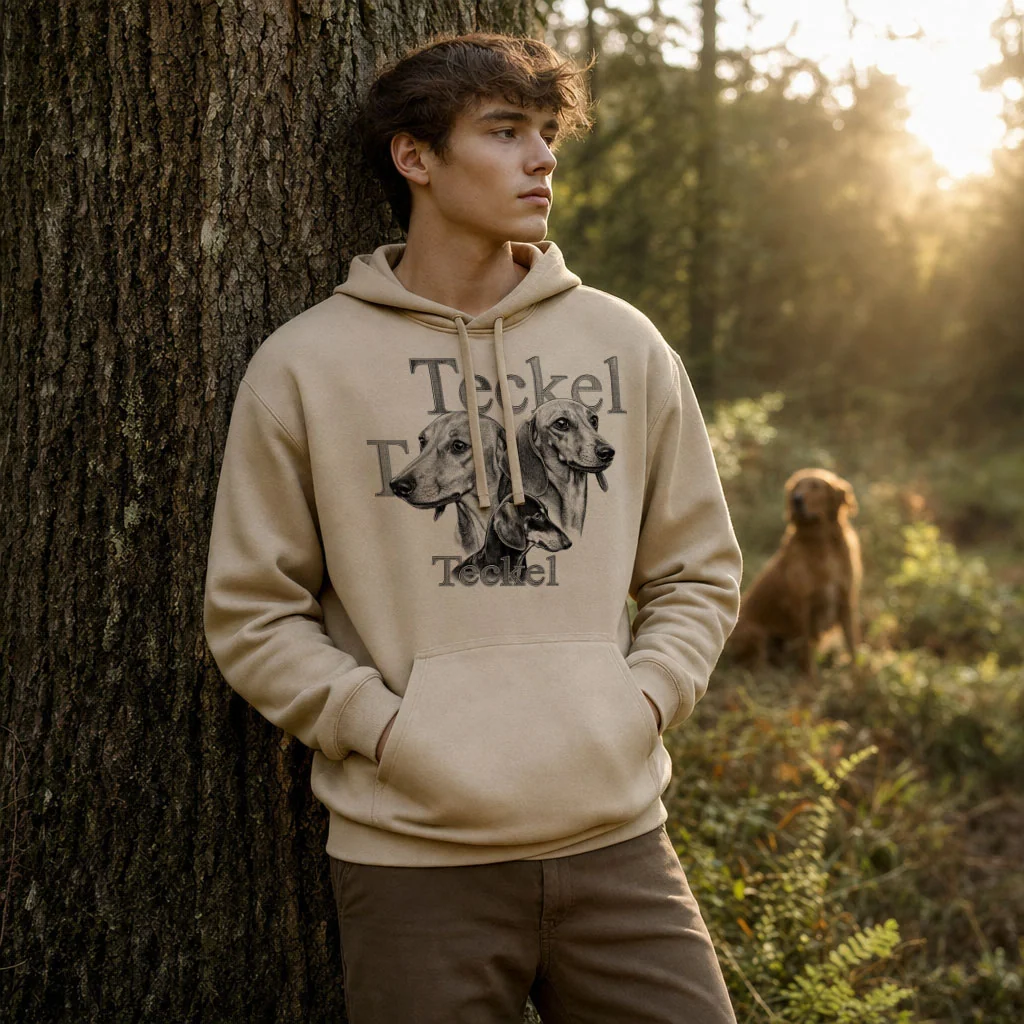 Sweat de chasse homme teckels personnalise, sable clair M