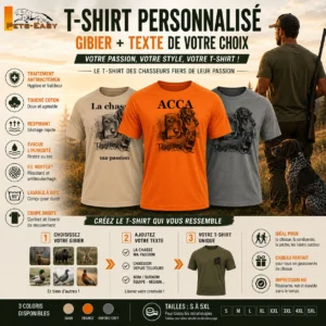 T-shirt de chasse Teckels personnalisé, porté en action
