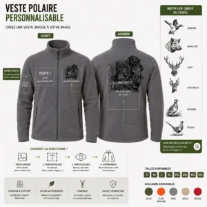Veste polaire de chasse Teckels personnalisée, vue de dos
