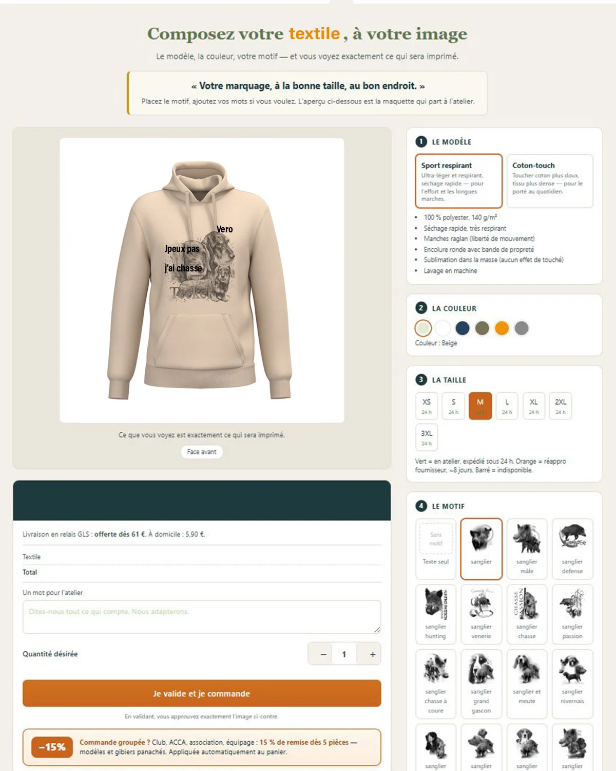 Personnalisation du sweat de chasse teckels