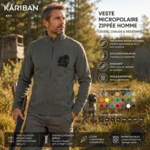 Veste polaire de chasse Teckels personnalisée, motif teckels + texte au choix