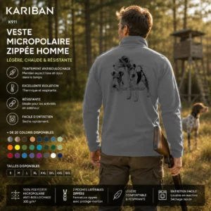 Veste polaire de chasse Terriers personnalisée, portée en action