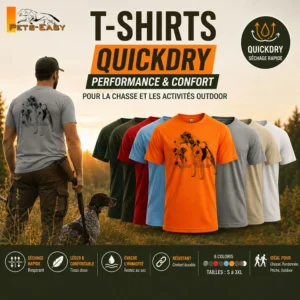 T-shirt de chasse Terriers personnalisé, détail du motif terriers imprimé
