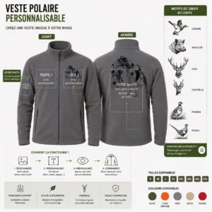 Veste polaire de chasse Terriers personnalisée, vue de dos