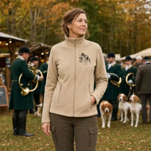 Veste polaire de chasse Terriers personnalisée femme, coloris beige