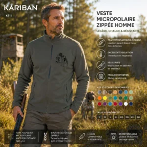 Veste polaire de chasse Terriers personnalisée, motif terriers + texte au choix