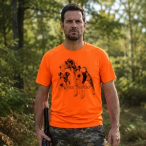 T-shirt de chasse Terriers personnalisé, motif terriers + texte au choix