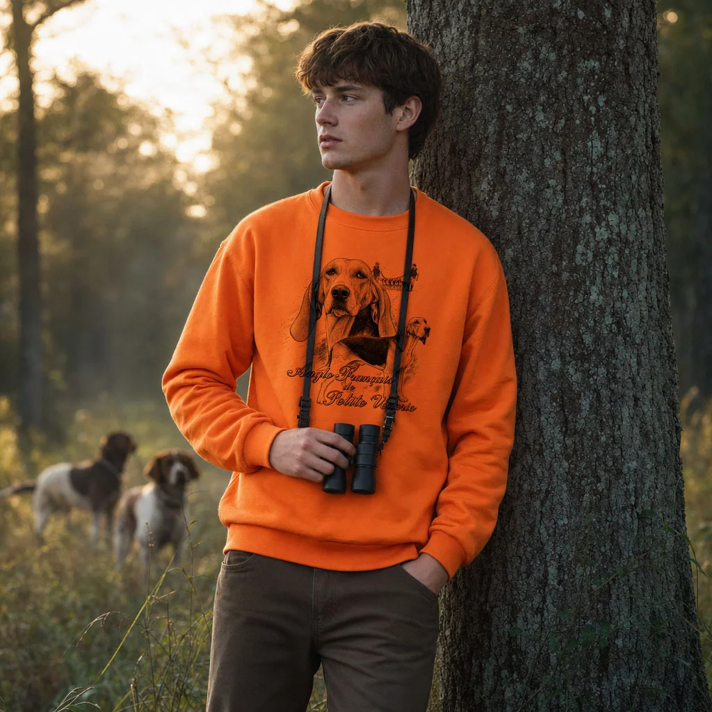 Sweat de chasse homme chiens courants personnalise, orange M
