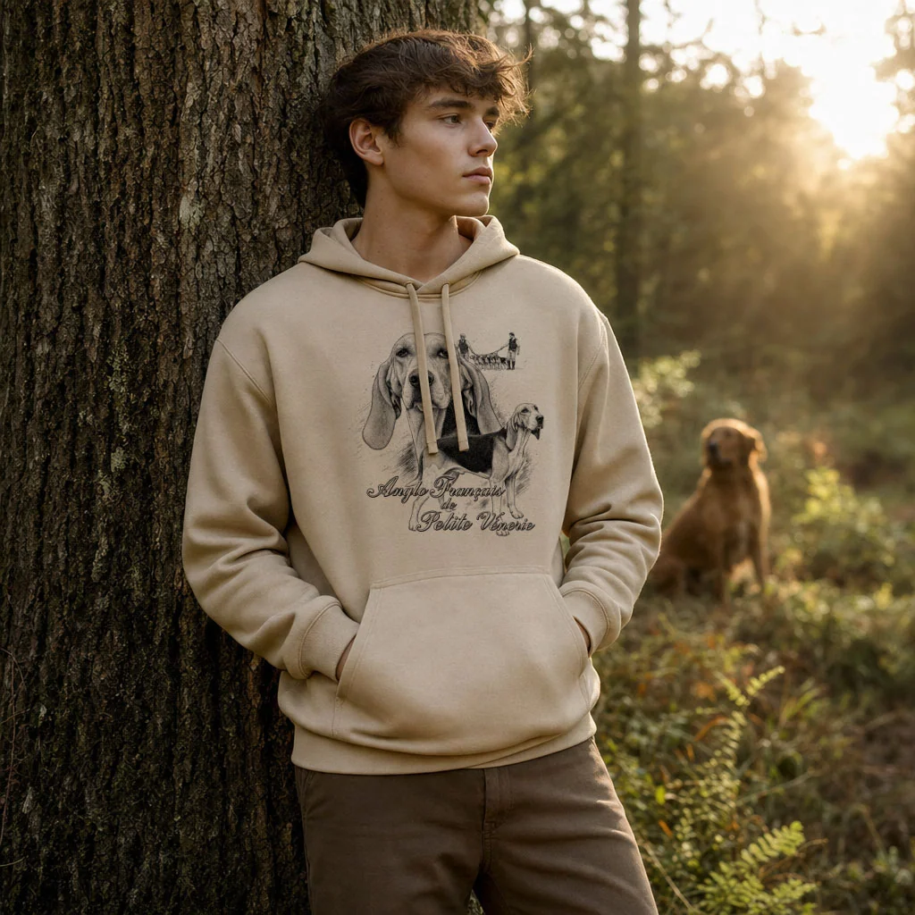 Sweat de chasse homme chiens courants personnalise, sable clair M