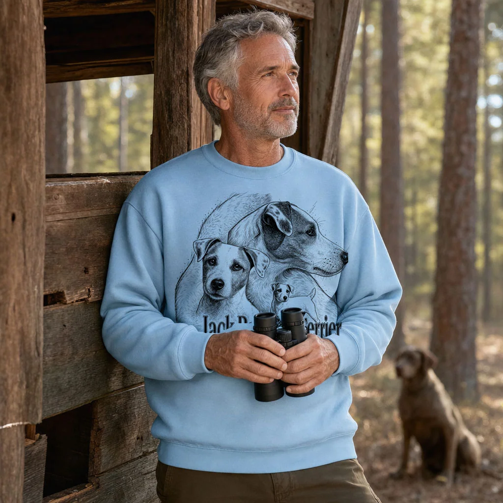Sweat de chasse homme terriers personnalise, bleu ciel M