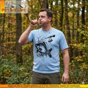 T-shirt de pêche Carpe personnalisé, bleu M
