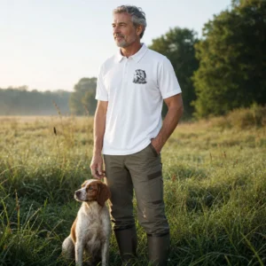Polo de pêche Carpe personnalisé homme, coloris blanc