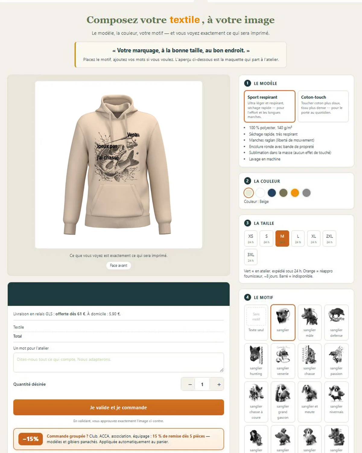 Personnalisation du sweat de pêche carpe