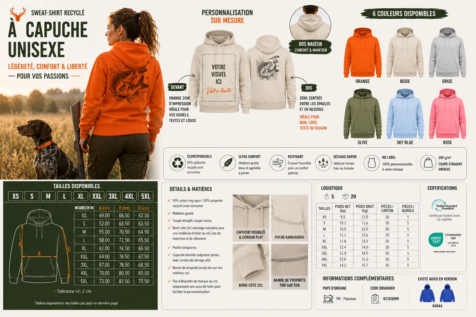 Molleton gratté du sweat de pêche carpe