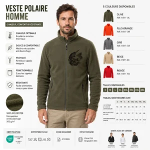 Veste polaire de pêche Brochet personnalisée, détail du motif brochet imprimé