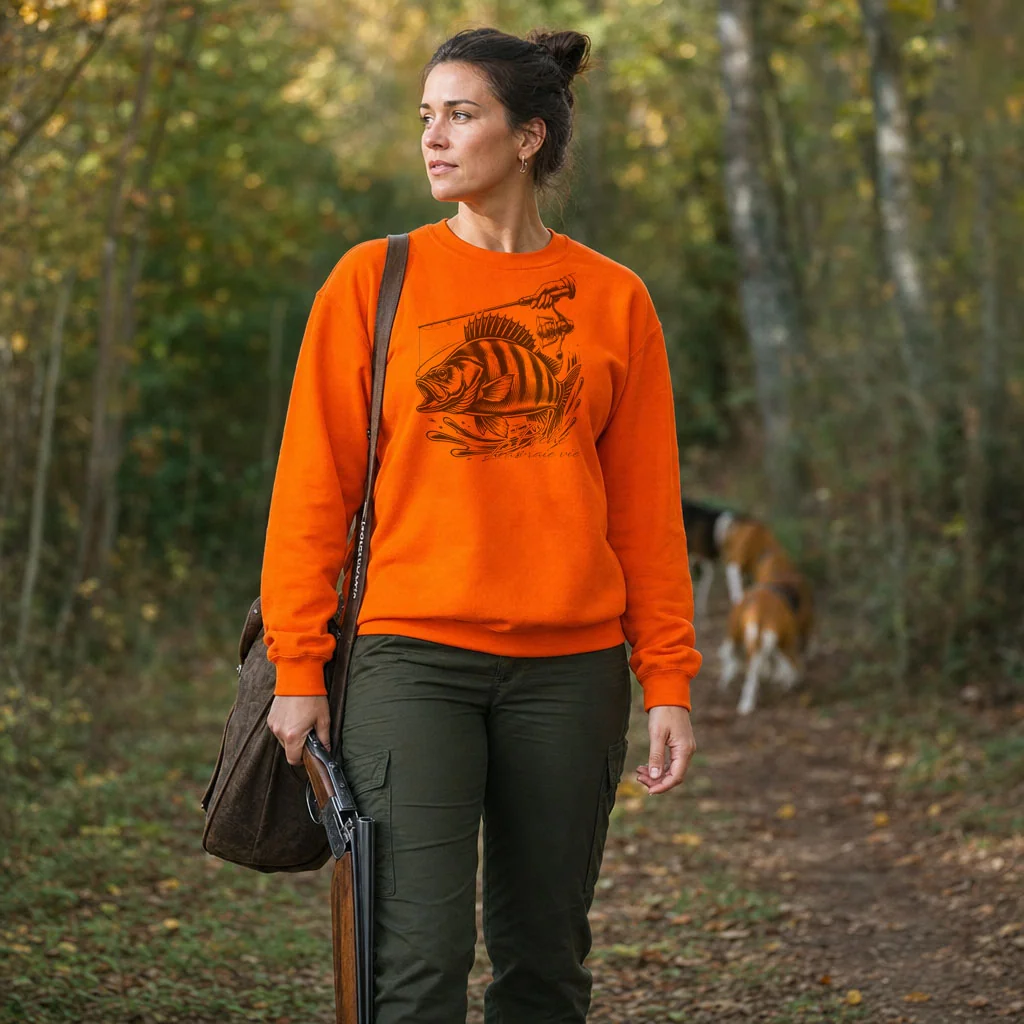 Sweat de peche femme sandre personnalise, orange M
