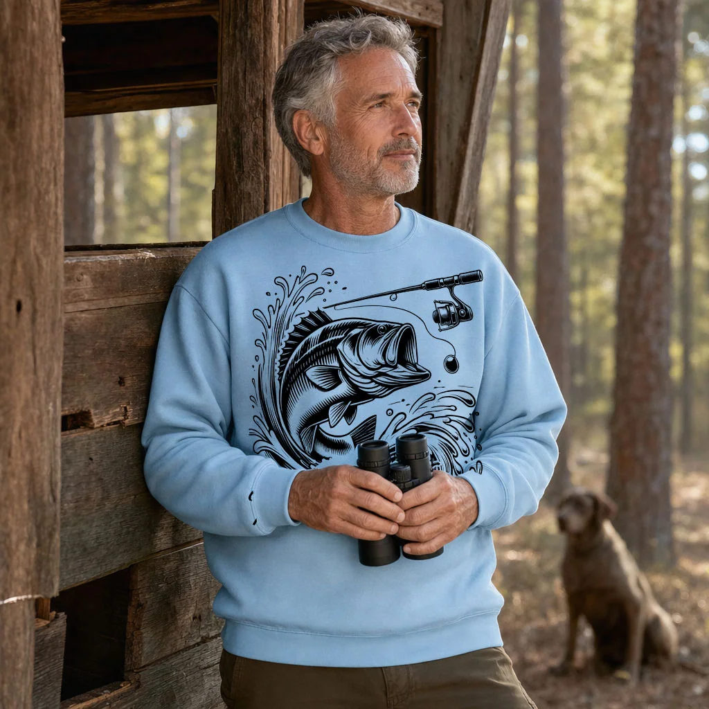 Sweat de peche homme bar personnalise, bleu ciel M