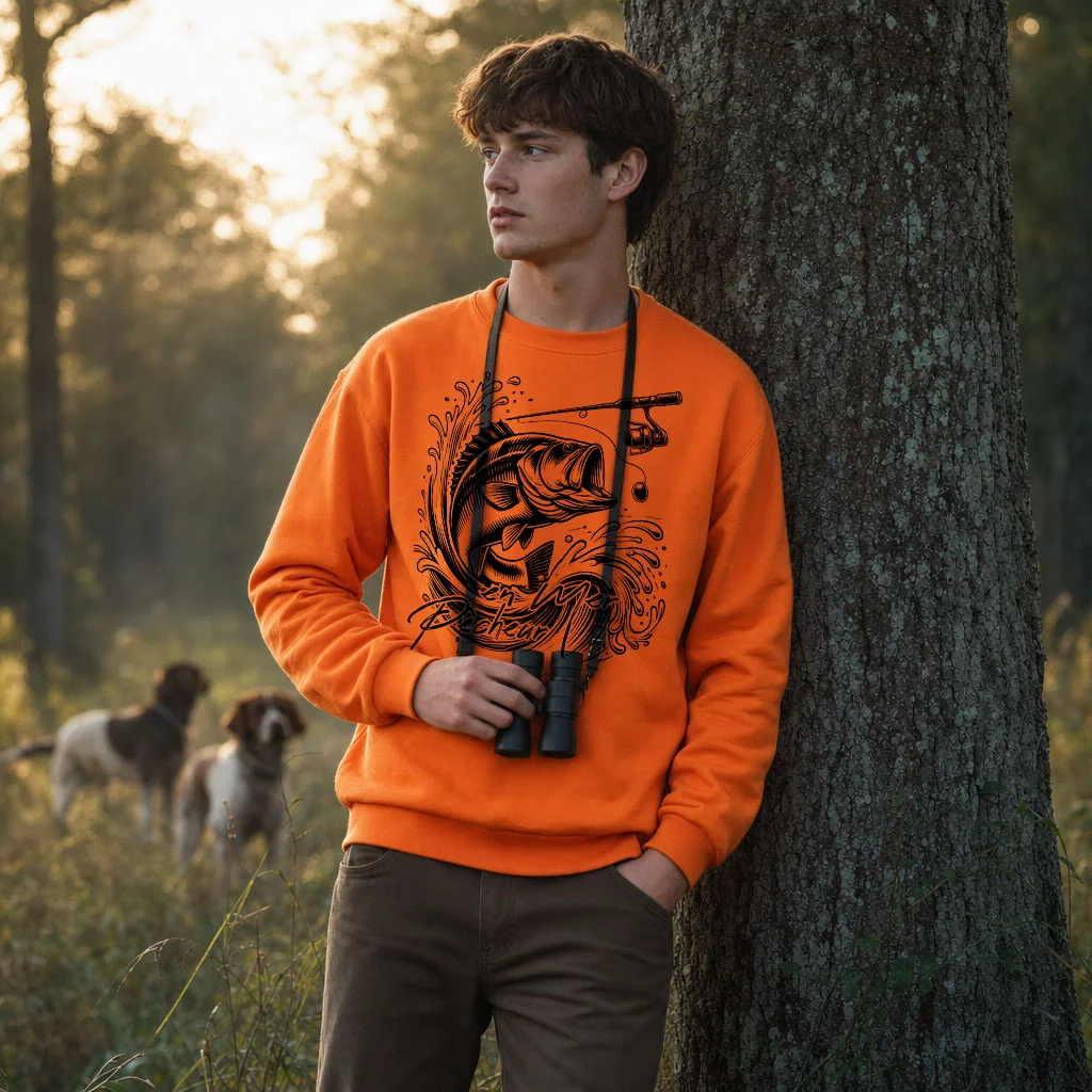 Sweat de peche homme bar personnalise, orange M