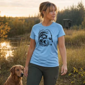 T-shirt de pêche Bar personnalisé — femme, bleu, toutes tailles