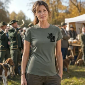 T-shirt de chasse Sanglier personnalisé — femme, kaki, toutes tailles