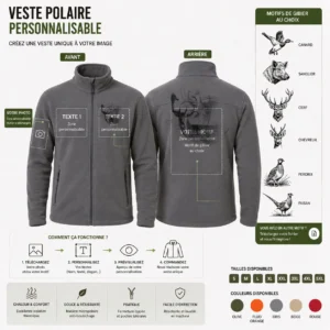 Veste polaire de chasse Daim personnalisée, vue de dos