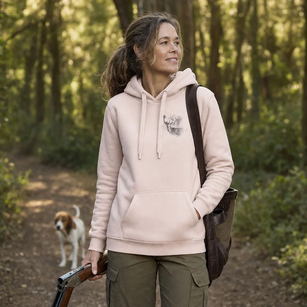 Sweat de chasse femme daim personnalise, rose pale M