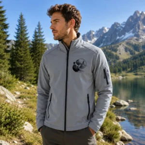 Veste softshell de chasse Faisan personnalisée homme, coloris gris chiné