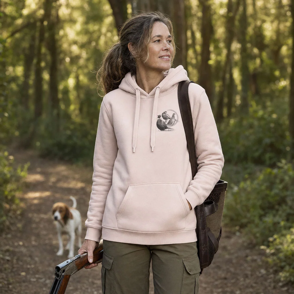Sweat de chasse femme faisan personnalise, rose pale M